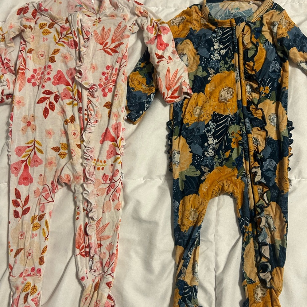 Floral and Patterned Baby Girl Bodysuits - Multicolor Set - Picture 2 of 10